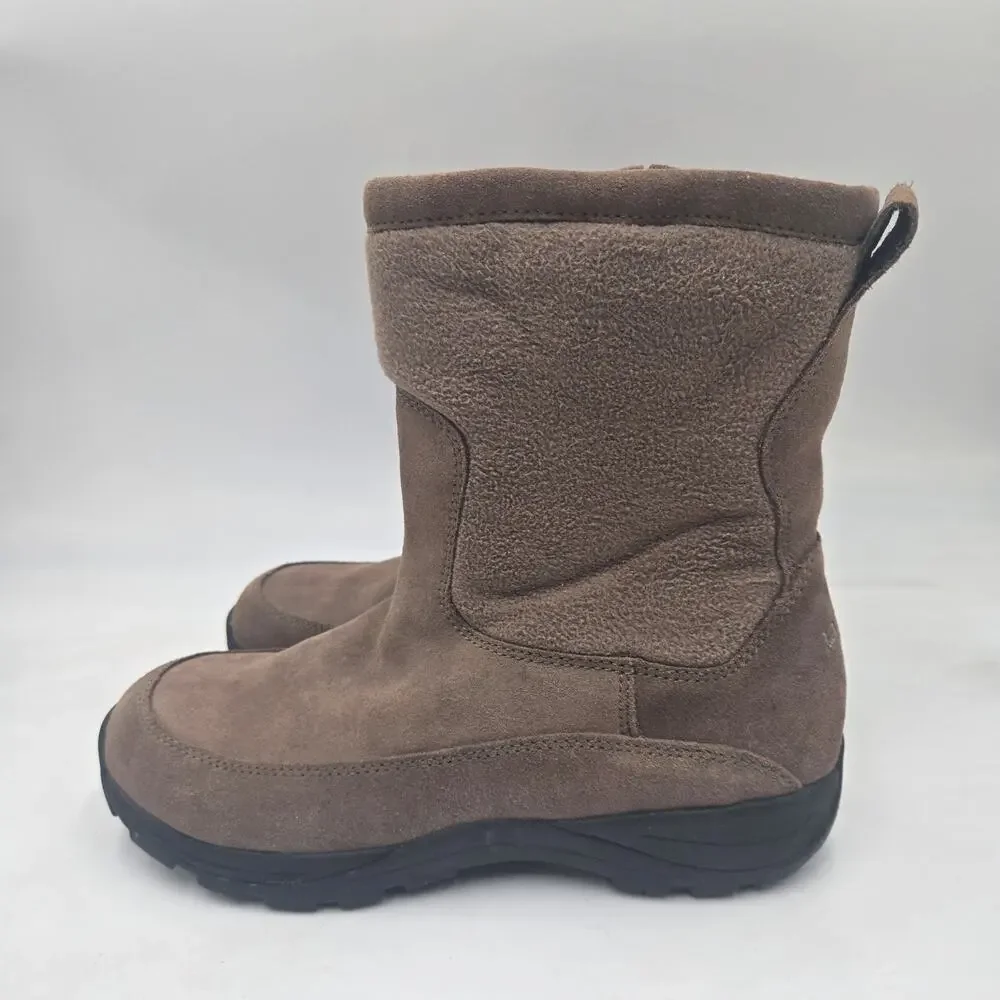 L.L. Bean Primaloft Insulated Boots Brown Suede Fleece Side Zip Men's 8 M